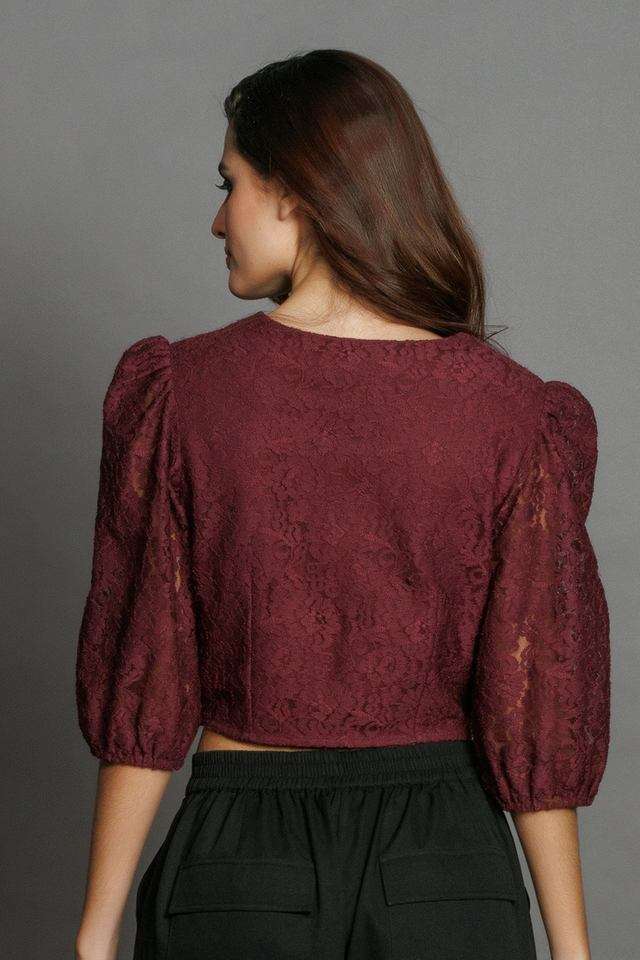 Solid-Polyester-V-Neck-Women-s-Top