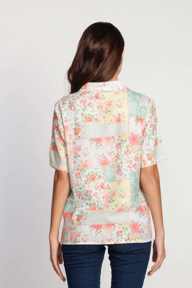 Floral-Collared-Polyester-Women-s-Casual-Wear-Shirt
