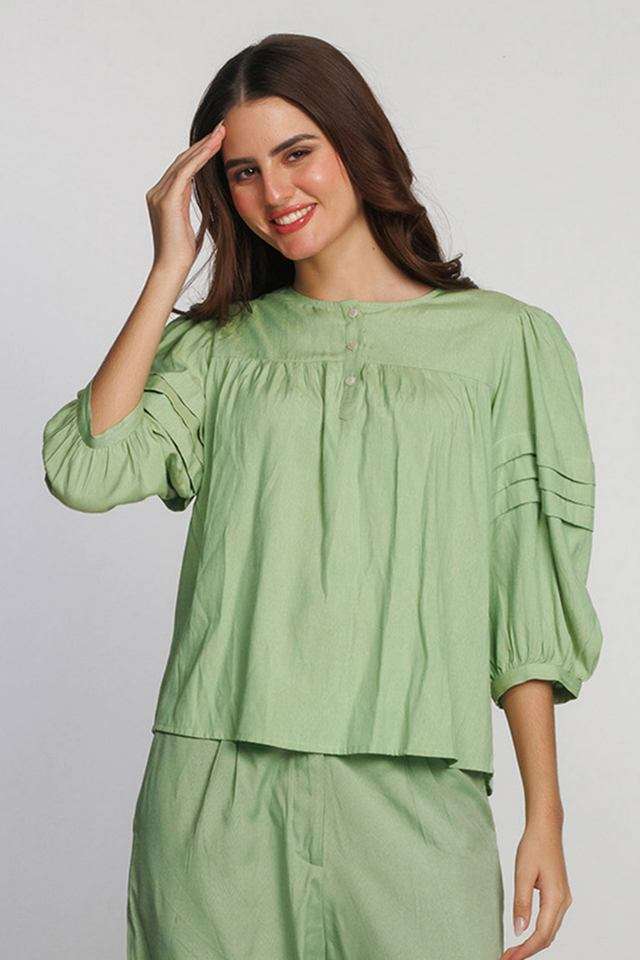 zink london Solid Polyester Round Neck Women Top-picture-23