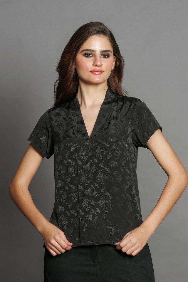 zink london Printed Polyester V-Neck Women Top-picture-38