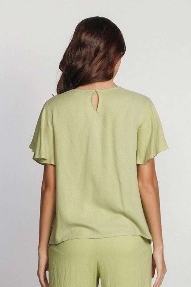 Buy Zink London green Solid Viscose Round Neck Women Top