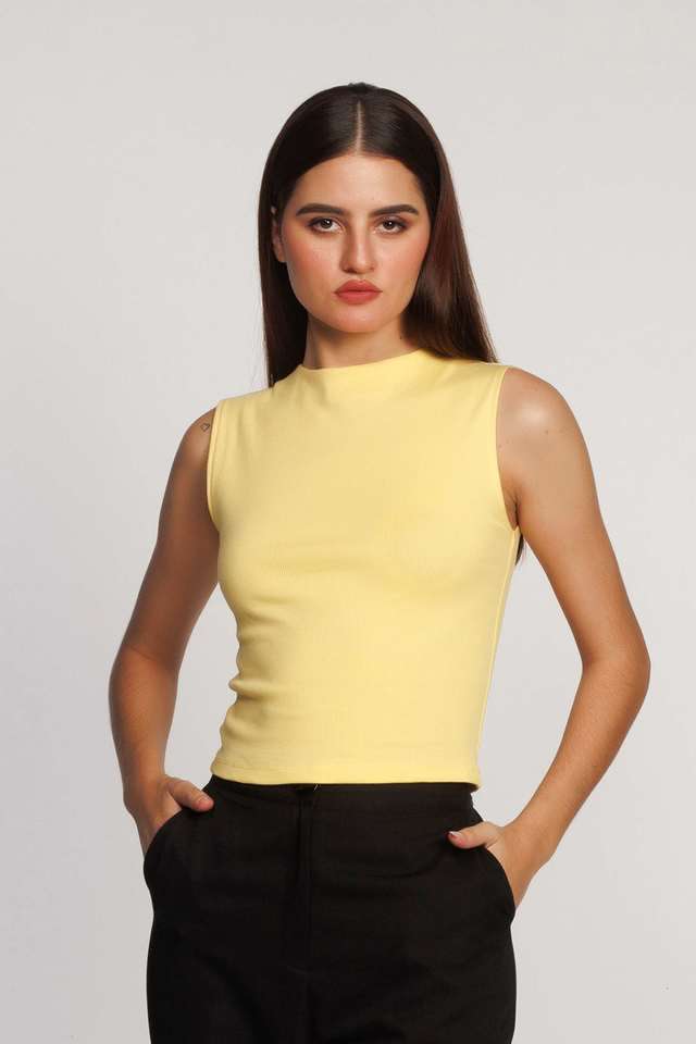 Solid-Cotton-Round-Neck-Women-s-Top