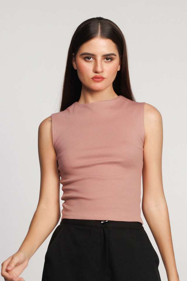 Solid-Cotton-Round-Neck-Women-s-Top