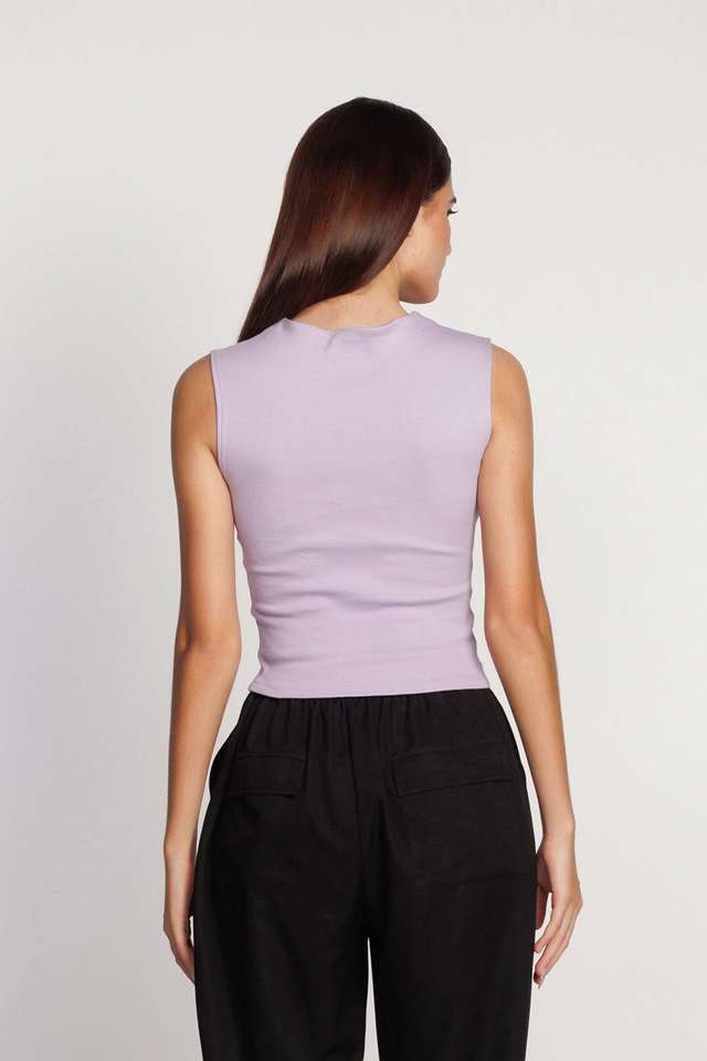 Solid-Cotton-Round-Neck-Women-s-Top