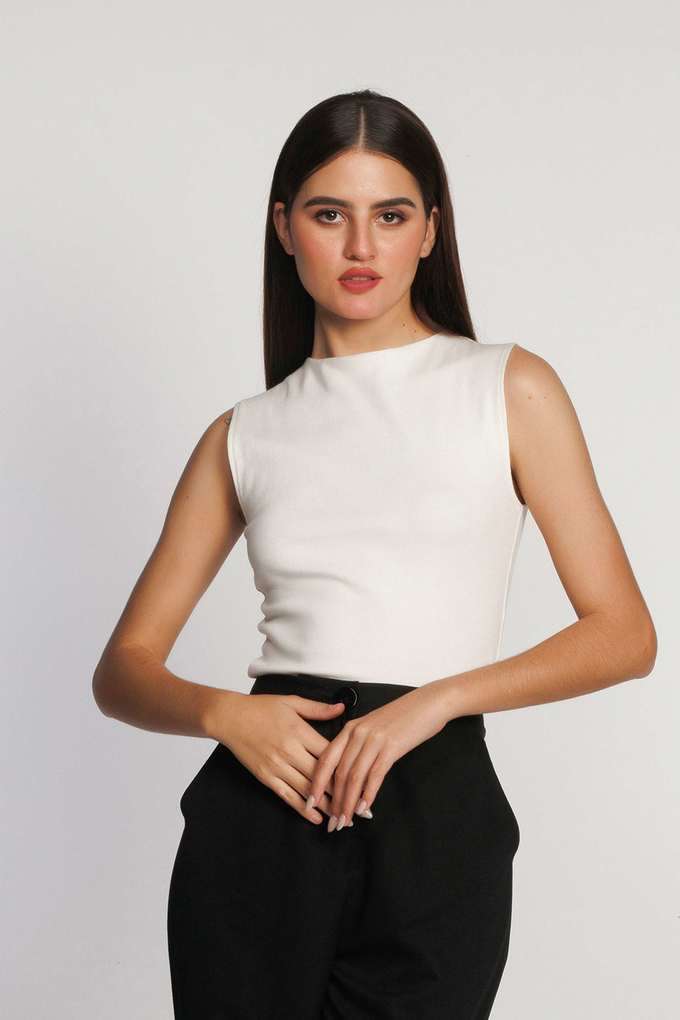 Solid-Cotton-Round-Neck-Women-s-Top