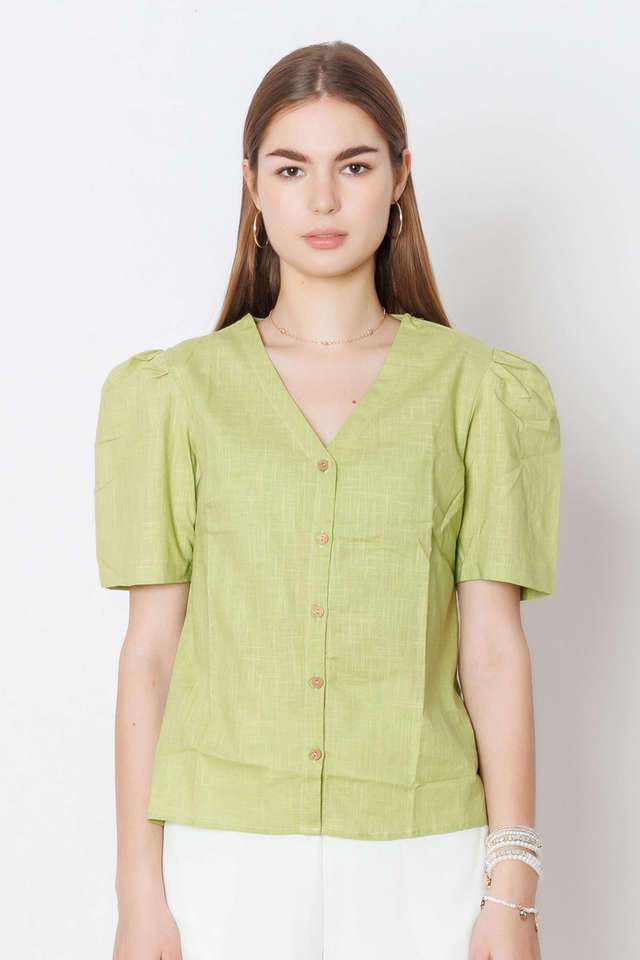 Solid-Cotton-V-Neck-Women-s-Top