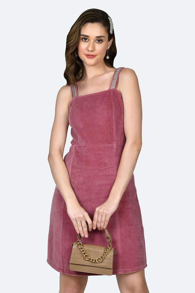 Solid U-Neck Polyester Women Dress-image-20