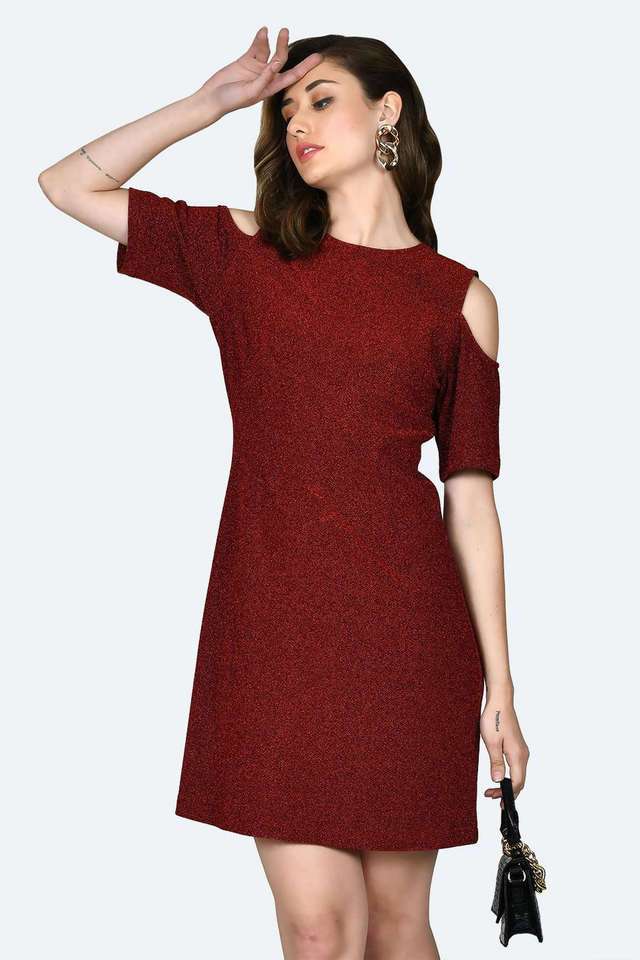 zink london Textured Round Neck Polyester Women Dress-picture-32
