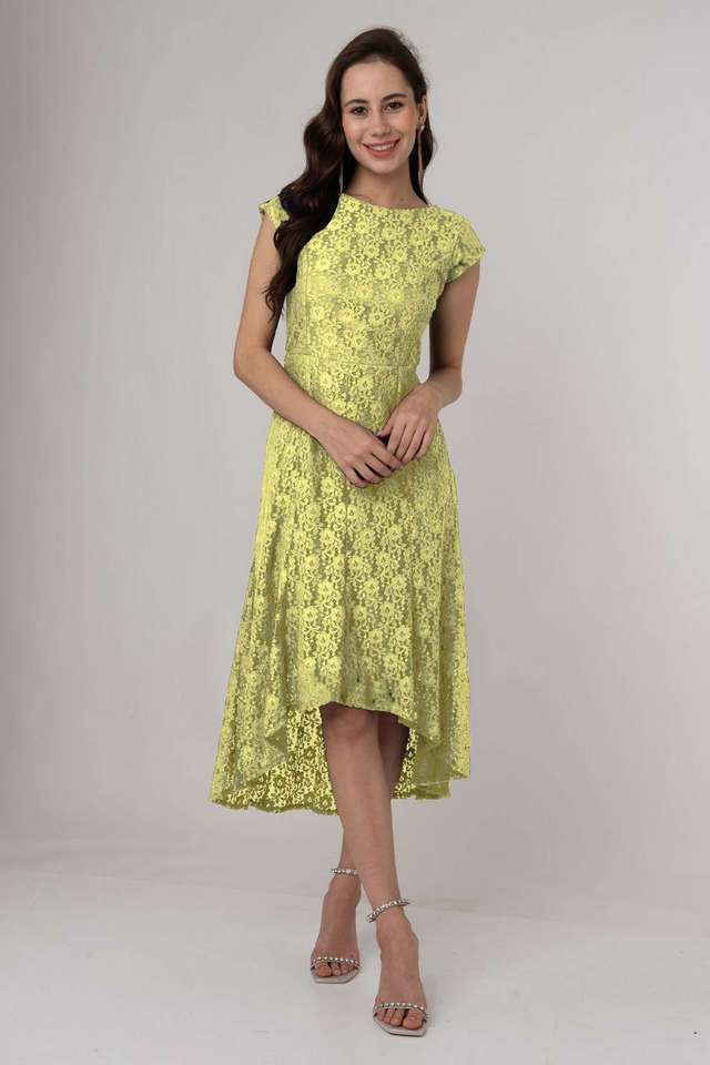 Buy Zink London yellow Solid Polyester Round Neck Women's Maxi Dress |  Shoppers Stop