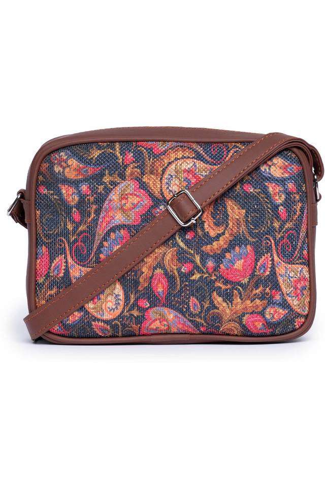 Printed-Paisley-PU-Zipper-Closure-Women-s-Casual-Sling-Bag