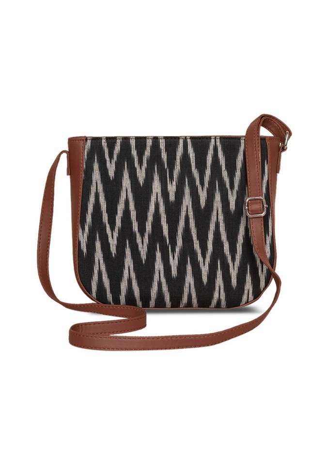 Printed-Ikat-PU-Zipper-Closure-Women-s-Casual-Sling-Bag