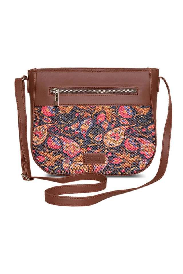 Printed-Paisley-PU-Zipper-Closure-Women-s-Casual-Sling-Bag