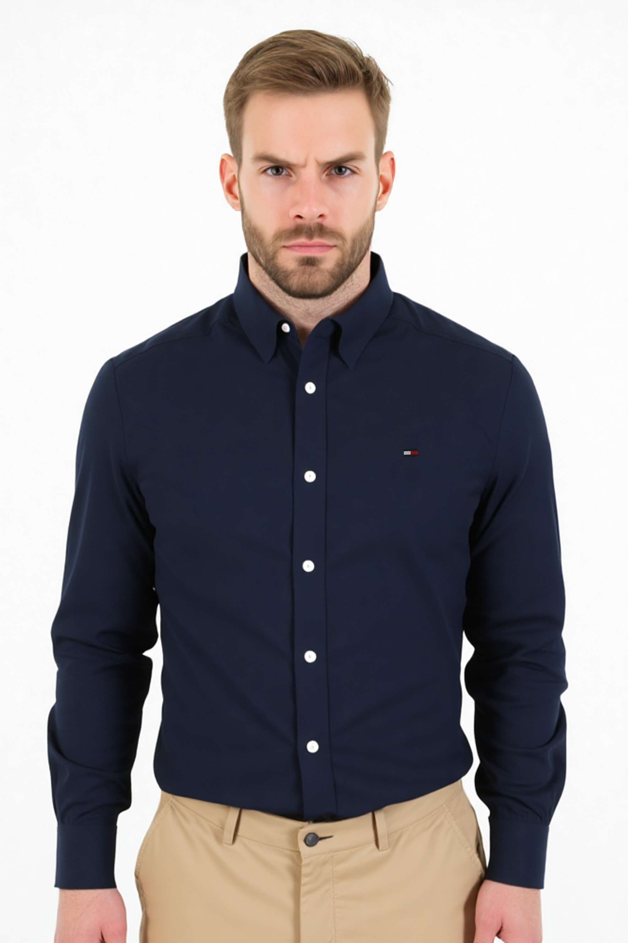 Solid-Cotton-Blend-Slim-Fit-Men-s-Casual-Wear-Shirt