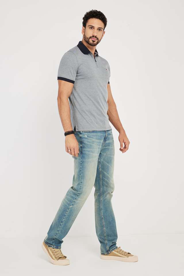 Solid-Cotton-Blend-Polo-Men-s-T-Shirt