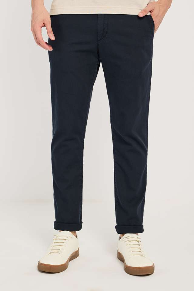 Structured-Cotton-Blend-Regular-Fit-Men-s-Casual-Wear-Trousers