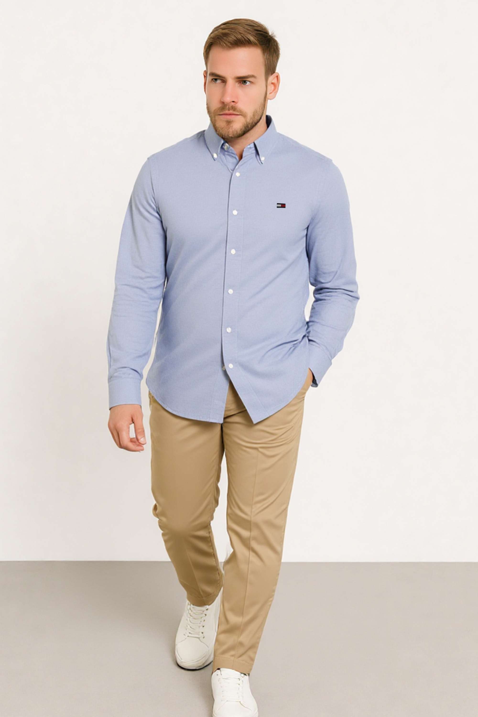 Solid-Cotton-Blend-Regular-Fit-Men-s-Casual-Wear-Shirt