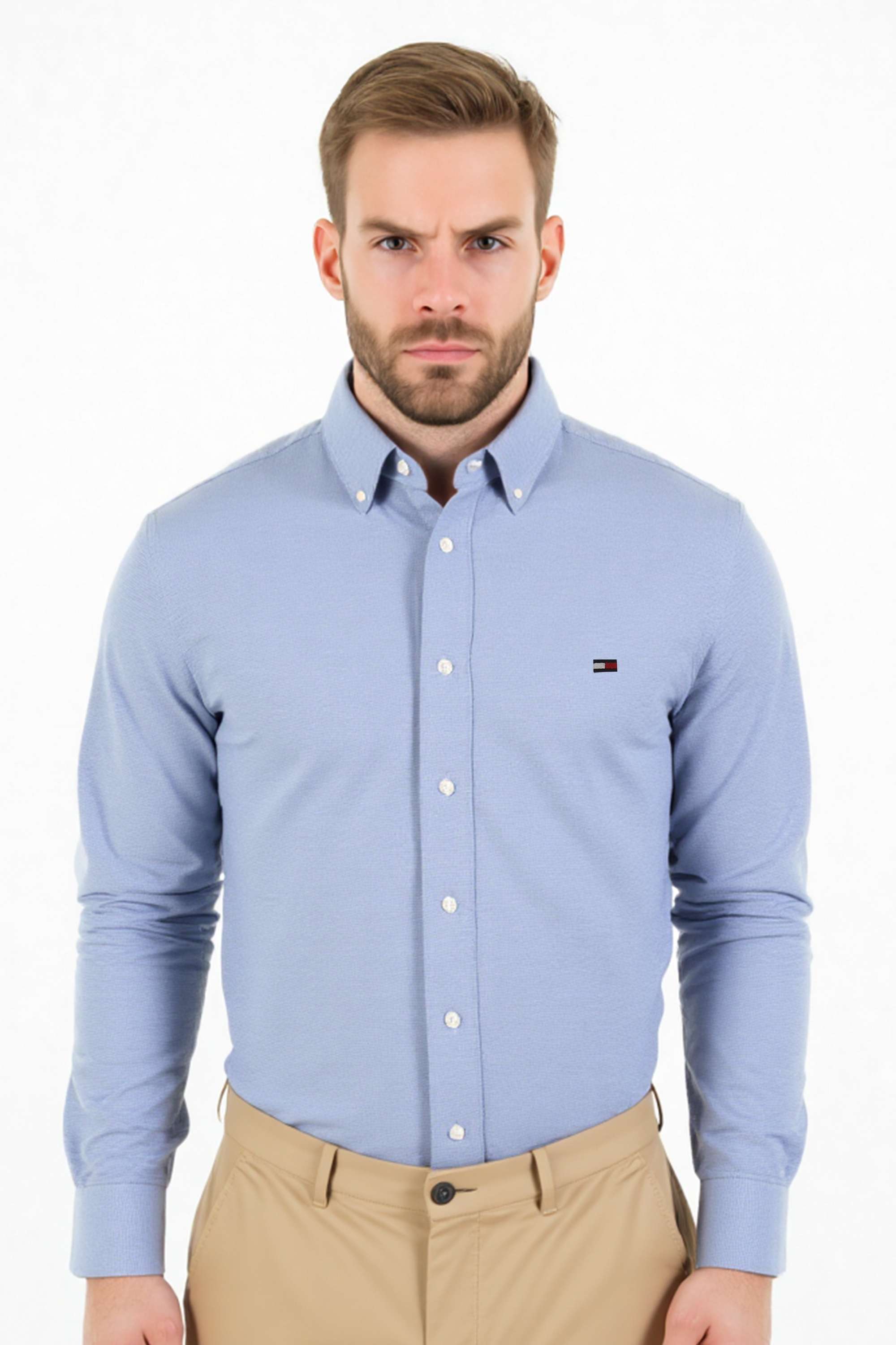 Solid-Cotton-Blend-Regular-Fit-Men-s-Casual-Wear-Shirt