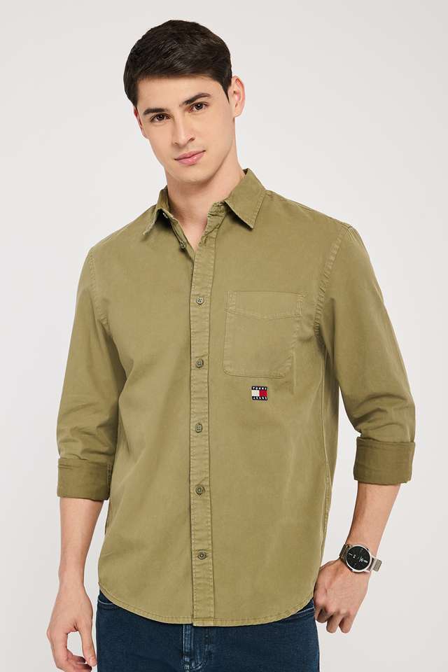 Solid-Cotton-Regular-Fit-Men-s-Casual-Wear-Shirt