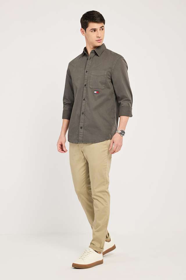 Solid-Cotton-Regular-Fit-Men-s-Casual-Wear-Shirt