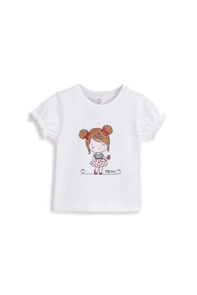 Graphic-Print-Blended-Fabric-Round-Neck-Infant-Girls-T-Shirt