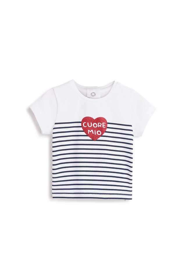 Stripes-Blended-Fabric-Round-Neck-Infant-Girls-T-Shirt