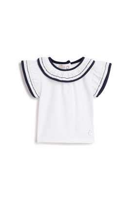 Solid-Blended-Fabric-Round-Neck-Infant-Girls-T-Shirt