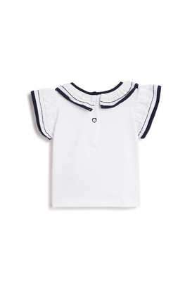 Solid-Blended-Fabric-Round-Neck-Infant-Girls-T-Shirt