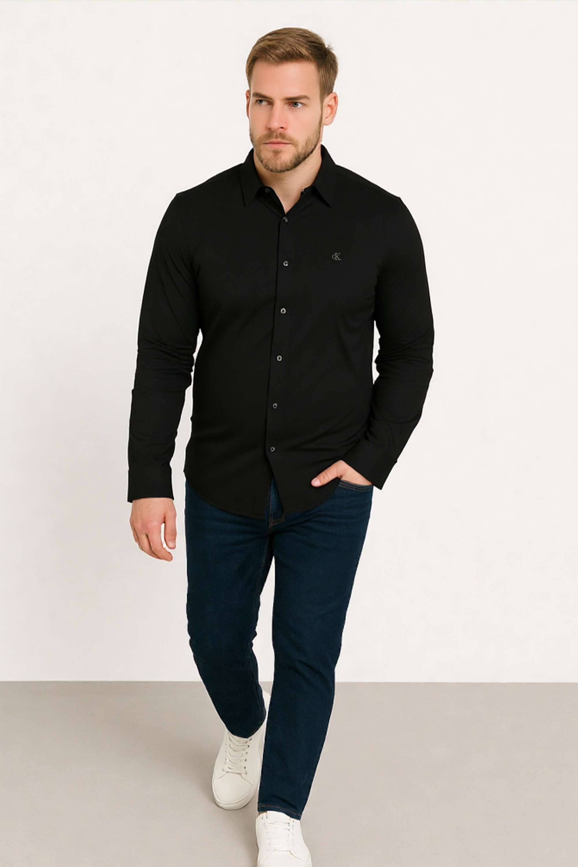 Solid-Blended-Fabric-Regular-Fit-Men-s-Casual-Wear-Shirt