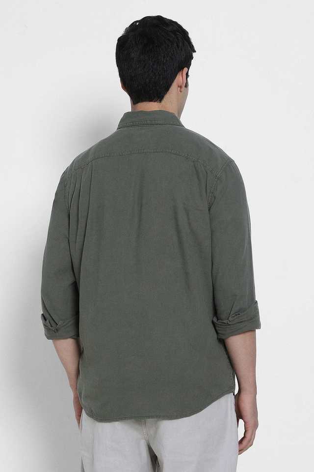 Solid-Cotton-Blend-Regular-Fit-Men-s-Casual-Wear-Shirt