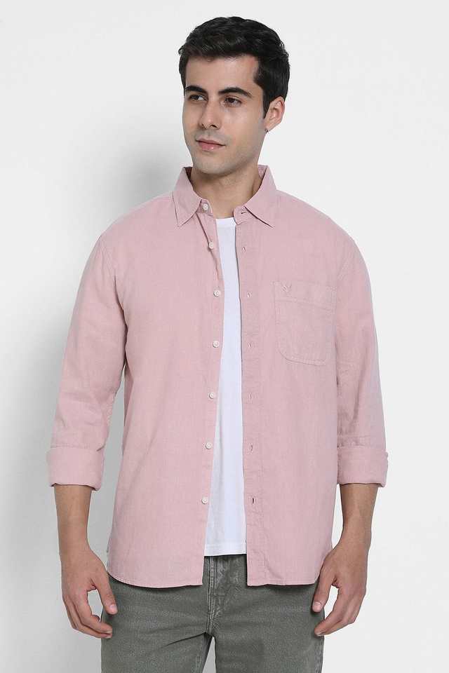 Solid-Cotton-Blend-Regular-Fit-Men-s-Casual-Wear-Shirt
