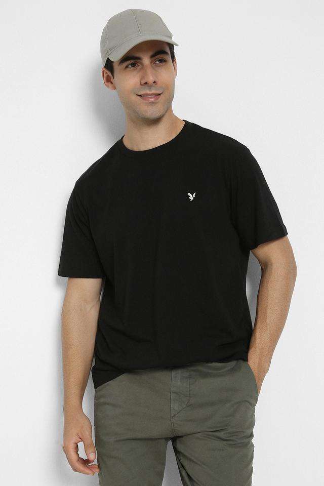 Solid-Polyester-Round-Neck-Men-s-T-Shirt