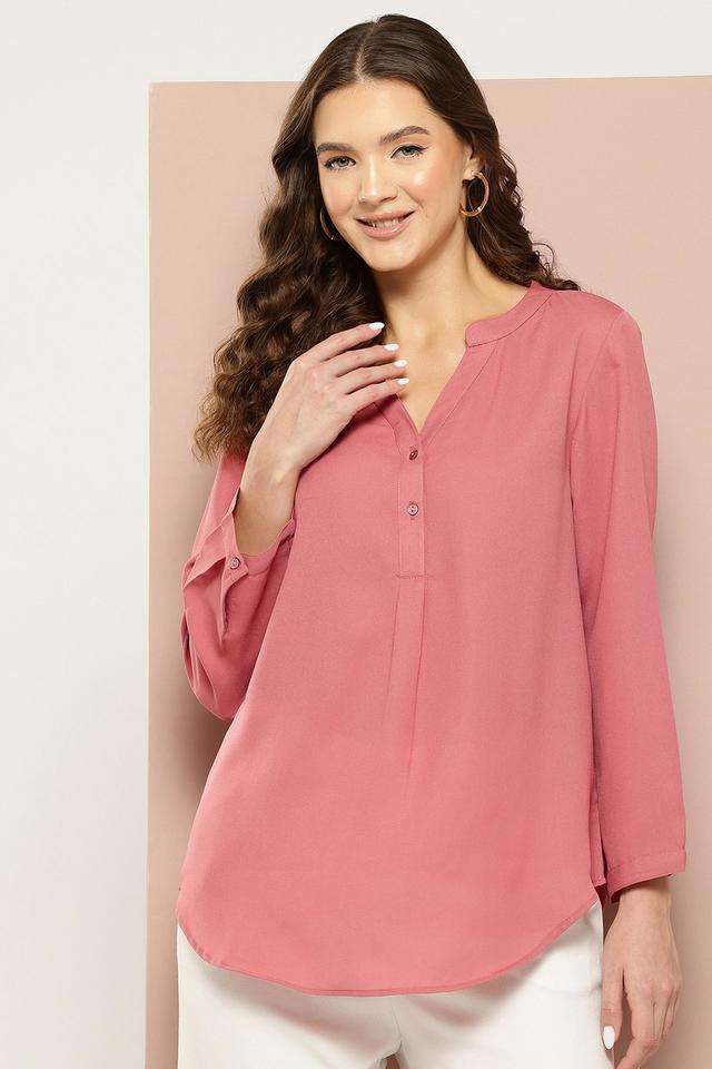 qurvii Solid Collared Crepe Women Casual Wear Shirt-picture-38