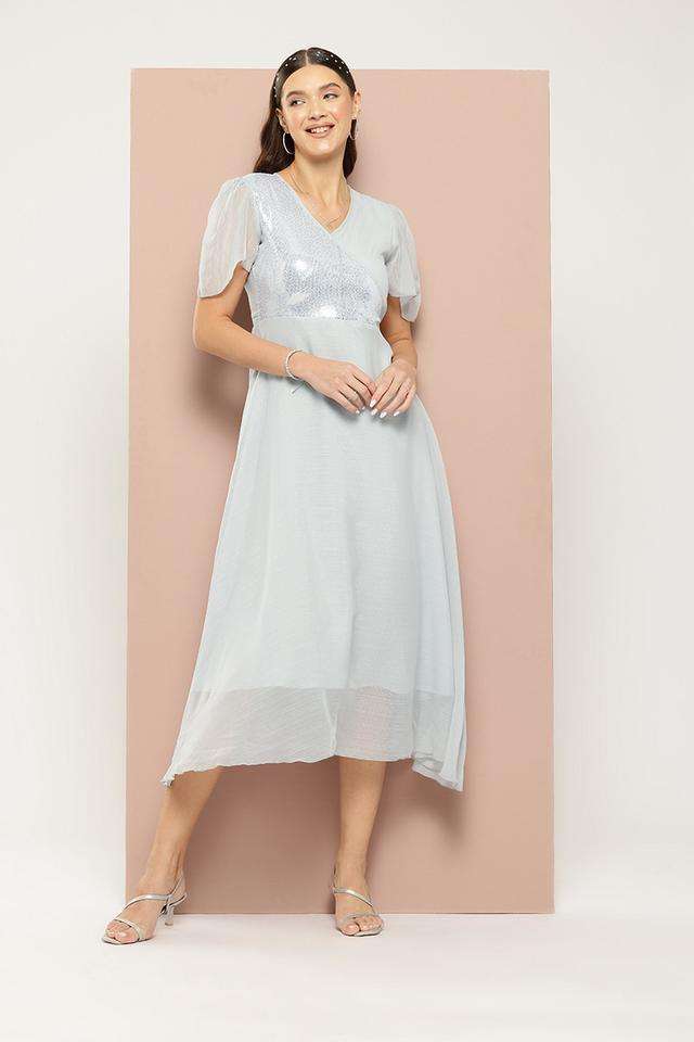qurvii Embellished V-Neck Georgette Women Dress-picture-11