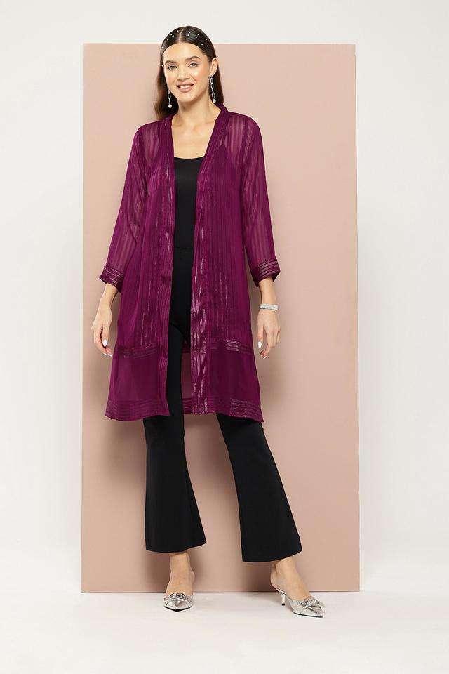 qurvii Textured V-Neck Georgette Women's Festive Wear Shrug-picture-29
