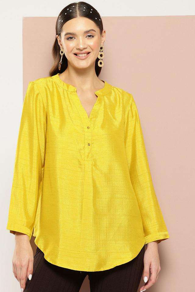 qurvii Textured Silk Collared Women Top-picture-11