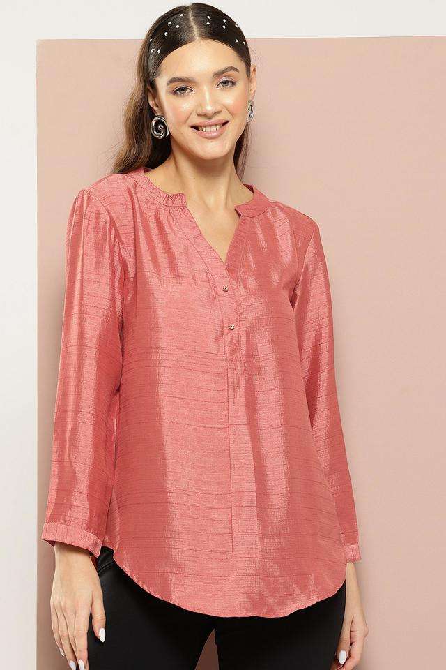 qurvii Textured Silk Collared Women Top-picture-10