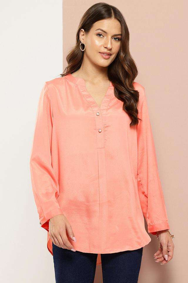 qurvii Solid Silk Collared Women Top-picture-15