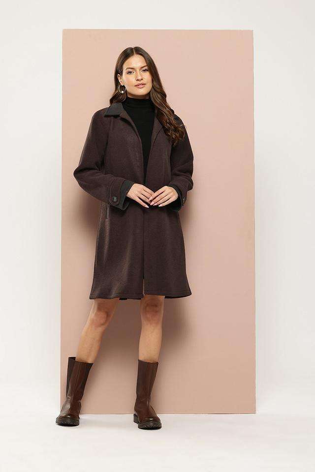 qurvii Color Block Collared Fleece Women's Festive Wear Jacket-picture-18