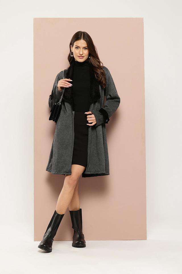 qurvii Color Block Collared Fleece Women's Winter Wear Jacket-picture-19