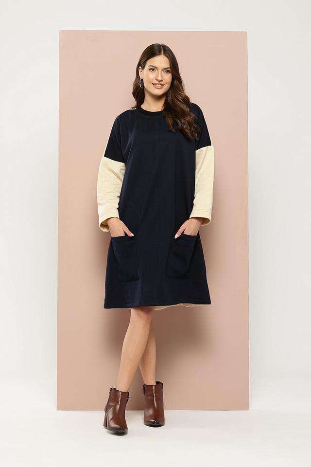 qurvii Color Block Round Neck Blended Fabric Women Dress-picture-36