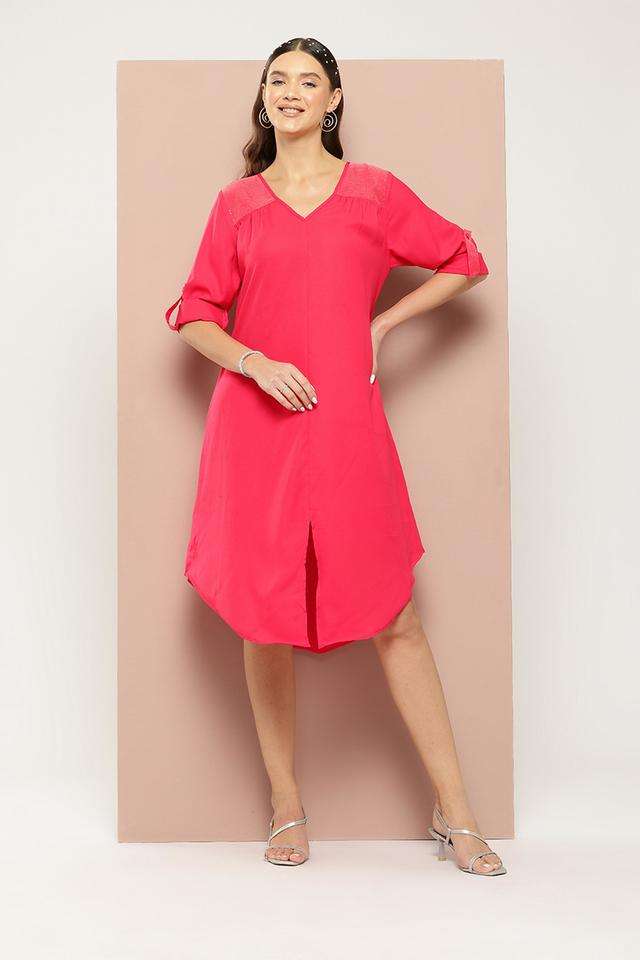 qurvii Embellished V-Neck Georgette Women Dress-picture-29