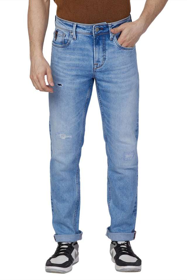 Light-Wash-Blended-Fabric-Skinny-Fit-Men-s-Jeans