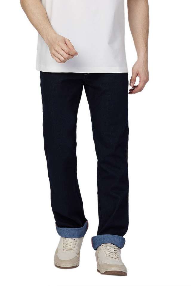 Light-Wash-Polyester-Cotton-Straight-Fit-Men-s-Jeans