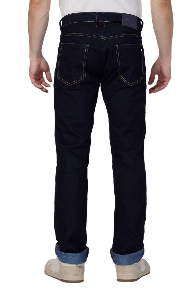 Light-Wash-Polyester-Cotton-Straight-Fit-Men-s-Jeans