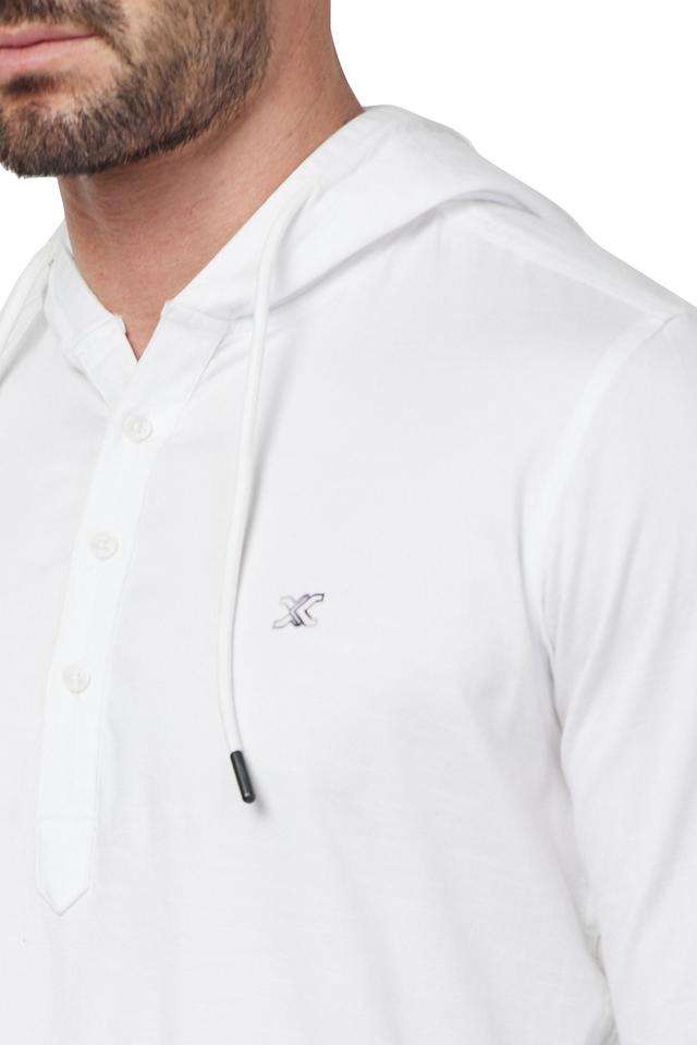 Buy Killer White Solid Cotton Hooded Men's T-Shirt | Shoppers Stop