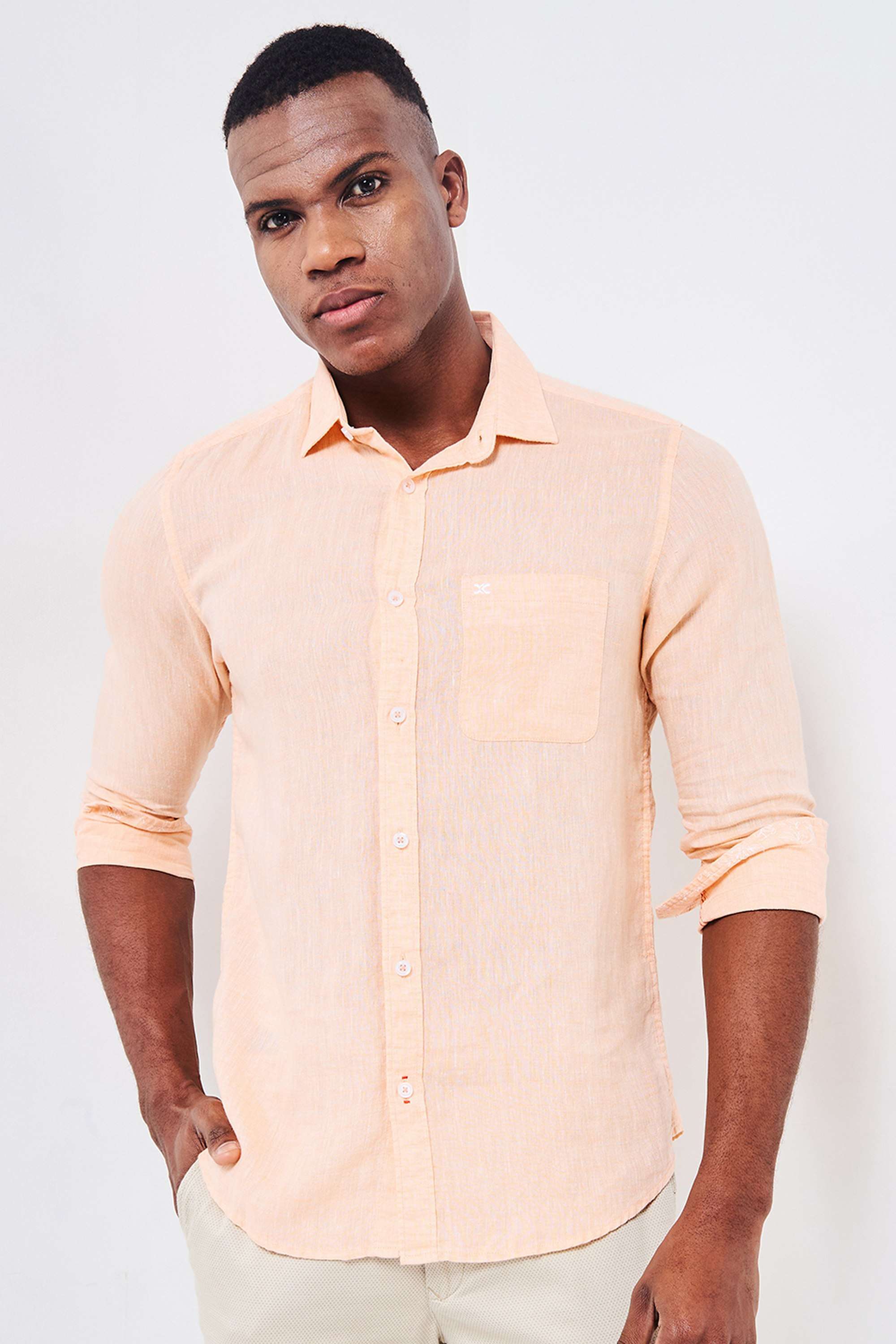 Solid-Cotton-Stretch-Regular-Fit-Men-s-Casual-Wear-Shirt