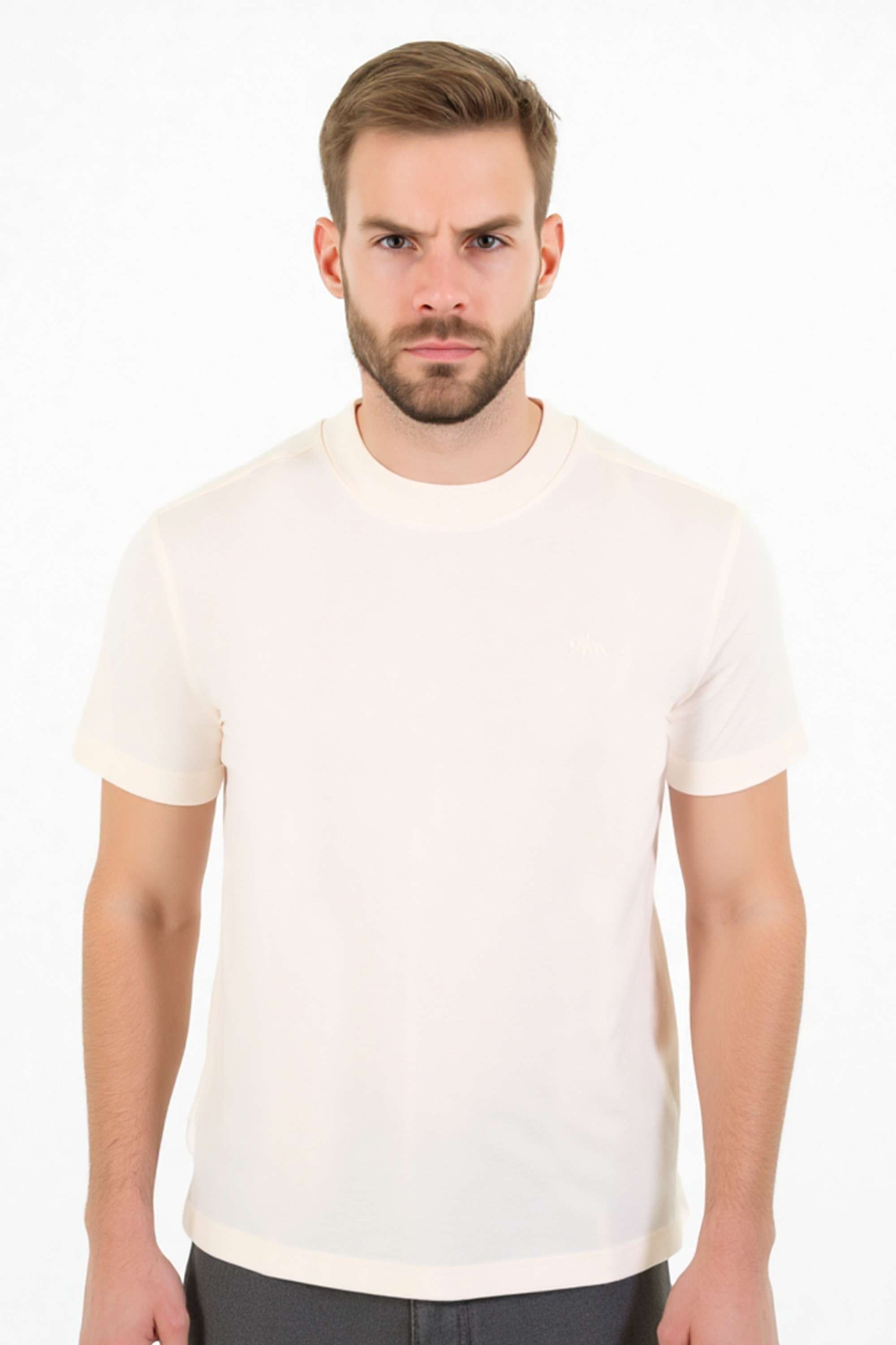 Solid-Blended-Fabric-Round-Neck-Men-s-T-Shirt