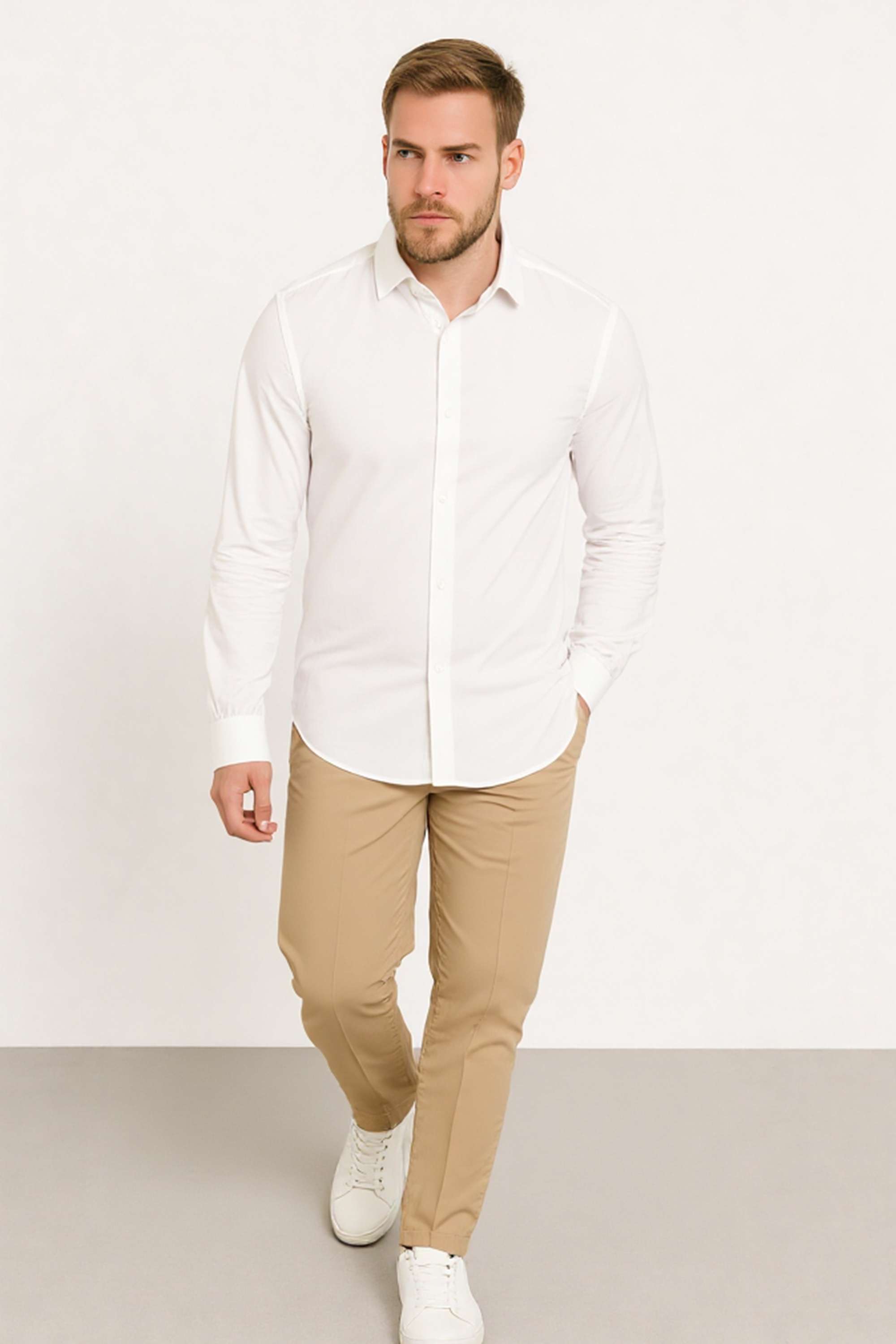 Solid-Blended-Fabric-Slim-Fit-Men-s-Casual-Wear-Shirt