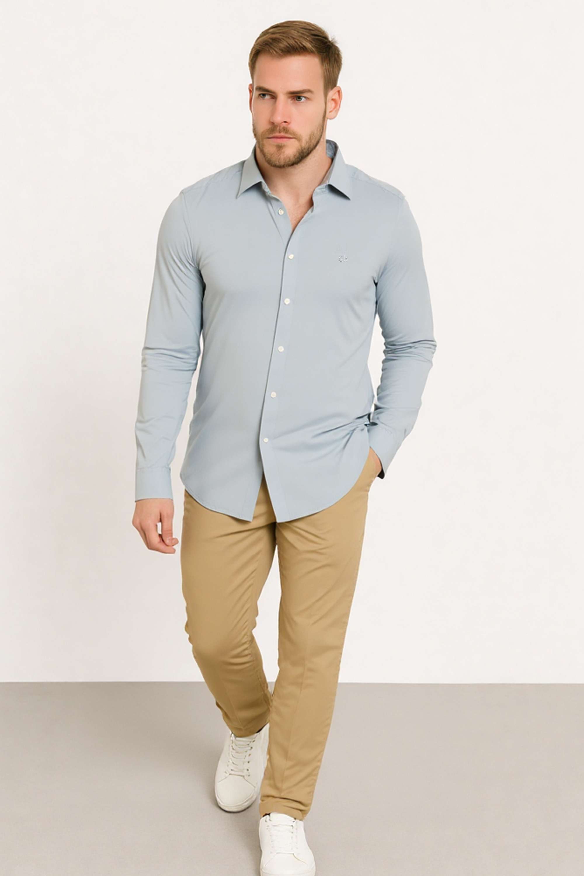 Textured-Nylon-Slim-Fit-Men-s-Casual-Wear-Shirt