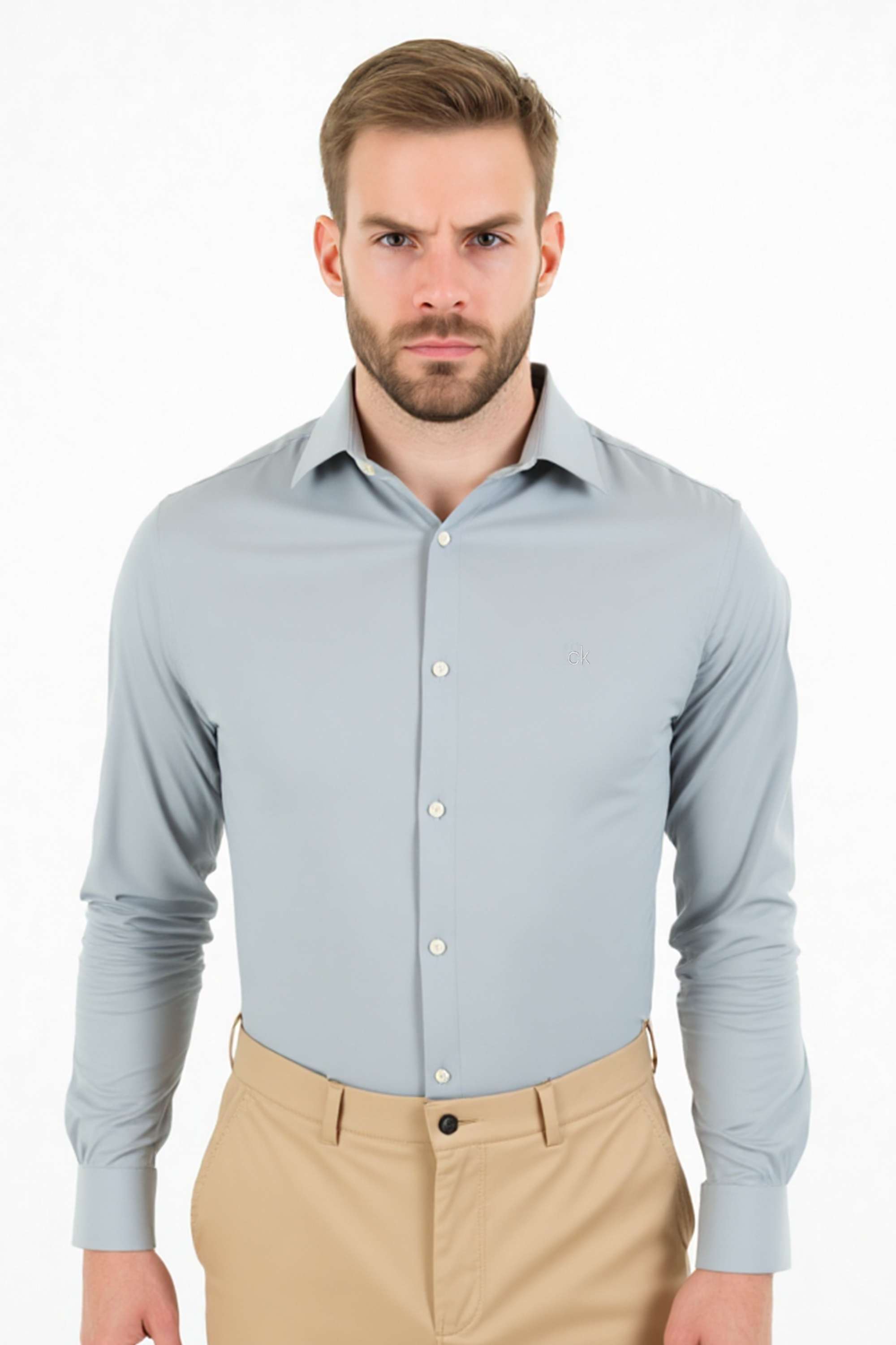 Textured-Nylon-Slim-Fit-Men-s-Casual-Wear-Shirt